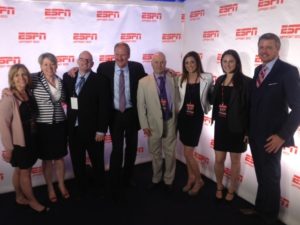 The ESPN UpFront 2013 team (L-R): Cindy Freed, Patricia Betron, Dan Hadel, Ed Erhardt, Sean Hanrahan, Ashley Robbins, Jessica Stegman and Eric Johnson. (Photo courtesy Dan Hadel)