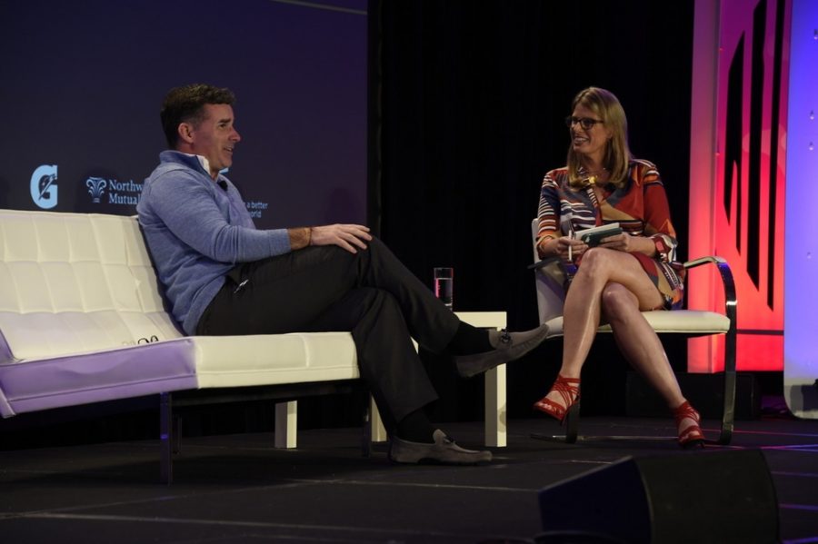 espnW reporter Jane McManus interviews Under Amour founder and CEO Kevin Plank during the 2015 espnW: Women + Sports Summit. (Kaitlyn Egan/ESPN Images)