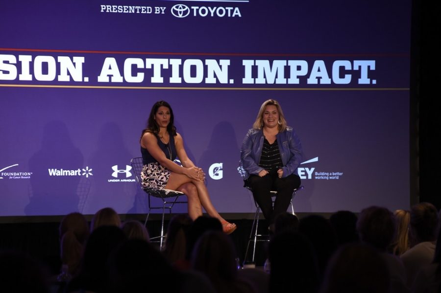 ESPN MLB analyst  Jessica Mendoza (l) and ESPN.com senior writer Ramona Shelburne - former Stanford University softball teammates - address the 2015 espnW: Women + Sports Summit (Kaitlyn Egan/ESPN Images)