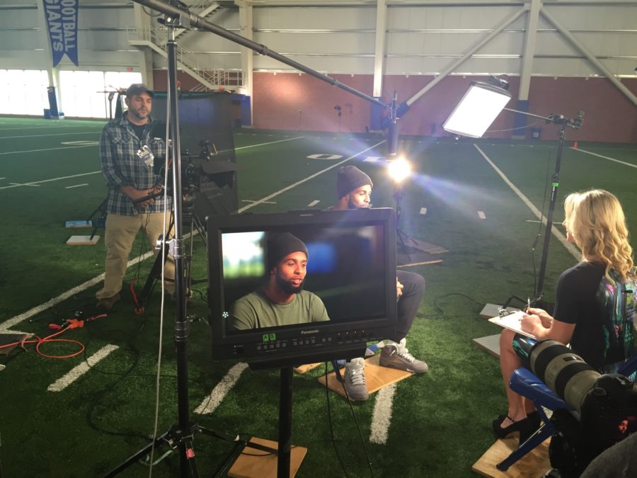 Anita Marks interviews New York Giants star Odell Beckham Jr. for Monday Night Countdown. 