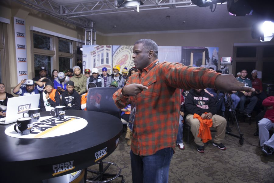 Antoine Lewis is busy with First Take but is ready to make a grand sacrifice if he could relay the news of a Northwestern victory. (Peter DaSilva/ESPN Images)