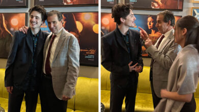 TimothÃ©e Chalamet and Mad Dog Russo meet at the London premiere of "A Complete Unknown"