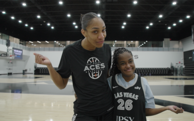 Las Vegas Aces’ Aâ€™ja Wilson with Wish Kid Khloe